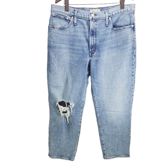 New Madewell The Perfect Vintage Straight Jeans Knee-Rip Edition Women's Size 33 - Picture 3 of 15